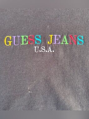 Vintage 90s Guess Jeans USA Embroidered Crewneck Sweatshirt XL Black Soft